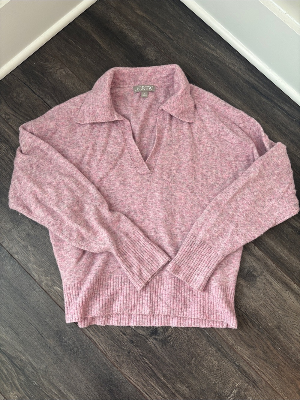 J. Crew Light Pink Collared V-Neck Pullover Sweater Size Small